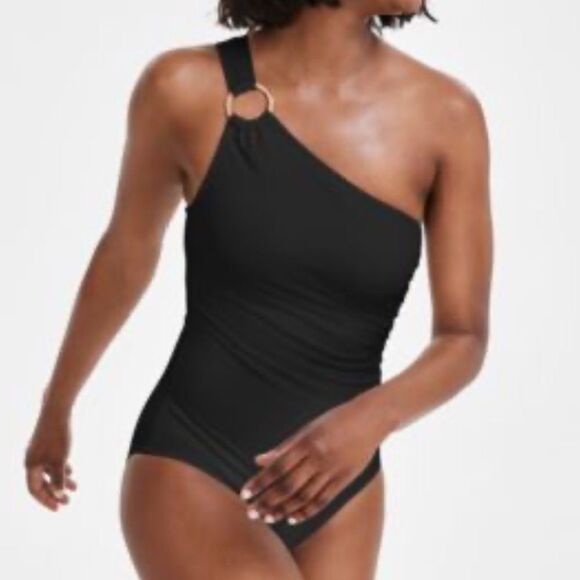 NWT MICHAEL Michael Kors
Embellished One-Shoulder Underwire One-Piece Swimsuit - Picture 1 of 8